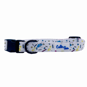 Cutie Ties Fun Design Dog Collar (Color: Dino Doggy White, size: medium)