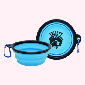 Statement Dog Bowl (statement: "Thirsty" Blue)