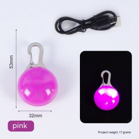 Pet Supplies Rechargeable LED Night Travel Anti-lost Warning Light Pendant (Option: Pink Light-Blister Packaging)