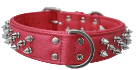 Amsterdam Dog Collar by Angel Multi Line Spiked Collar (Option: 24" X 1.5" , Hot Pink)