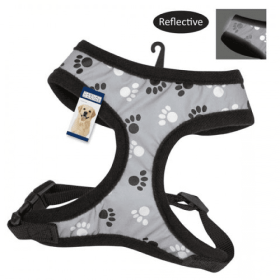 Casual Canine Reflective Pawprint Harnesses (Color: Black, size: medium)