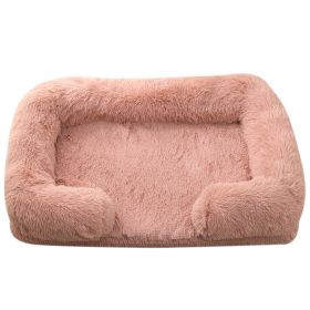 Plush Round Pet Bed Dog Bed Winter (Option: M27 Leather Pink-XL Without Inner Sleeve)