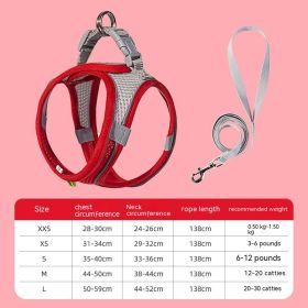 Hand Holding Rope Pet Dog Breast Strap Summer Breathable (Option: Red-M)